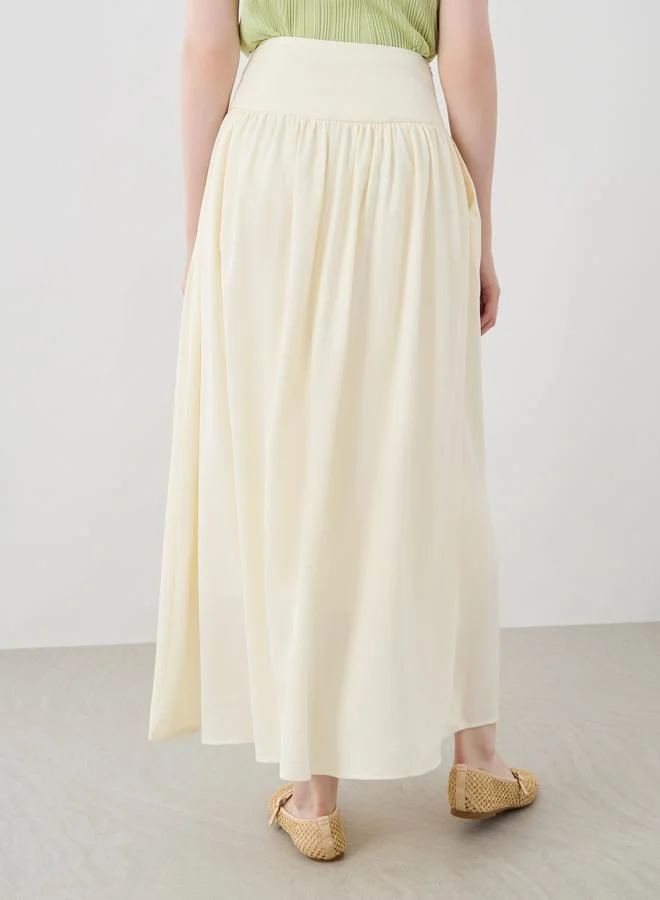 Styli Styli Solid Pleated A-Line Maxi Skirts