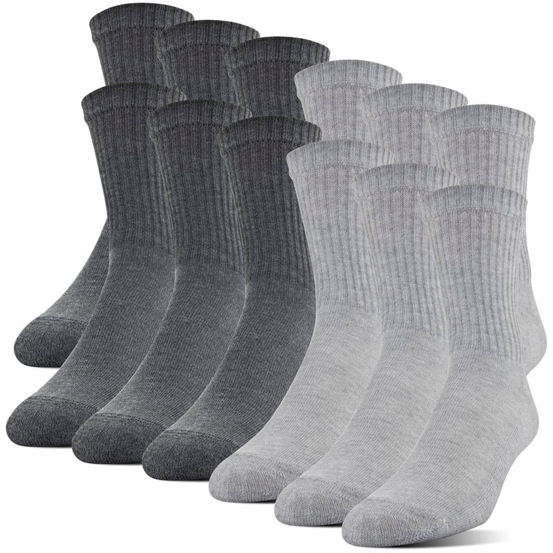 Gildan Men's Polyester Half Cushion Mid-Crew Socks, 12-Pack Sockshosiery, grey, Shoe Size: 6-12 - Image 1
