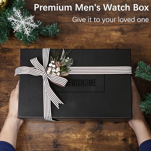 BEWISHOME Watch Case, 20-Slot Watch Box for Men, 2-Layer Watch Display Case with Large Glass Lid Watch Storage Organizer Watch Holder with Removable Watch Pillows, White SSH04W - Image 2