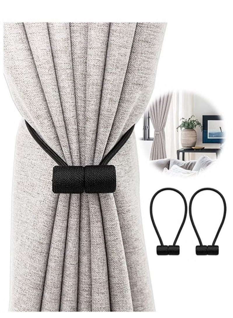 مشابك ستائر مغناطيسية، 2 قطعة من مشابك ستائر النوافذ، مشابك ستائر بمغناطيس أكبر حجمًا، مشابك ستائر مغناطيسية زخرفية لتعتيم/تزيين النوافذ، مكتب منزلي - Image 1