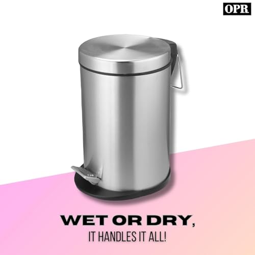 OPR Stainless Steel Pedal Dustbin with Plastic Bucket And Lid| Garbage Bin, Round Shape Dustbin For Home, Office, Kitchen, Bathroom And Bedroom- (8X13 Inches - 8 Litres) - Image 5