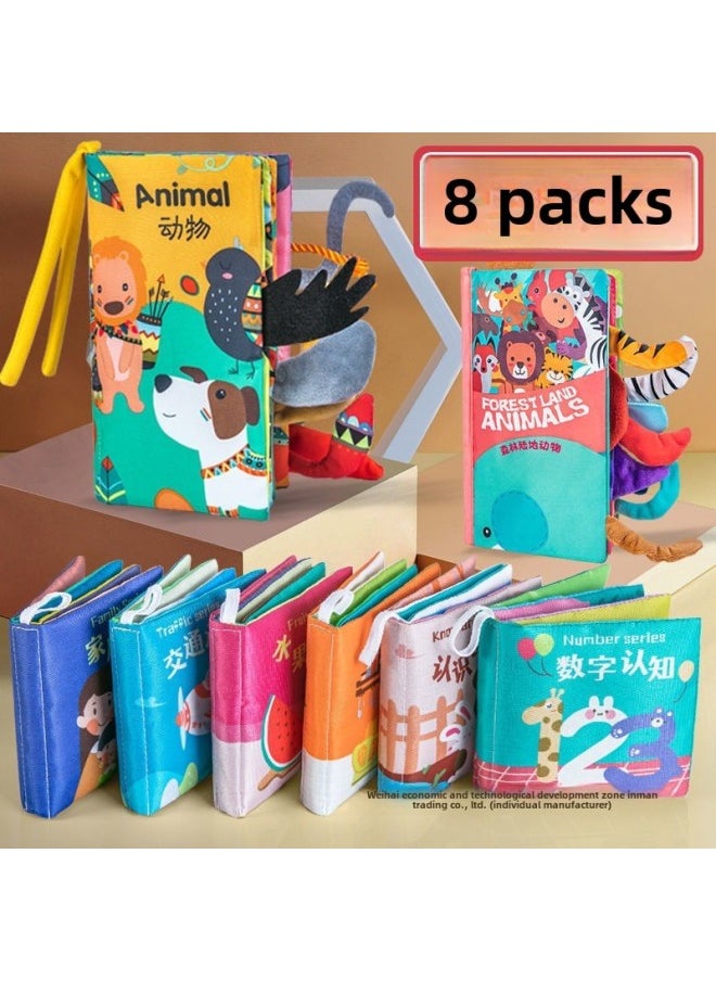 Baby's Cloth Book Baby's Early Education Can't Tear It Can Bite Toys Three-dimensional Early Education 6 Months Baby's Book-Color:Cognition-bilingual 3-piece Set + Farm Tail  - Image 2