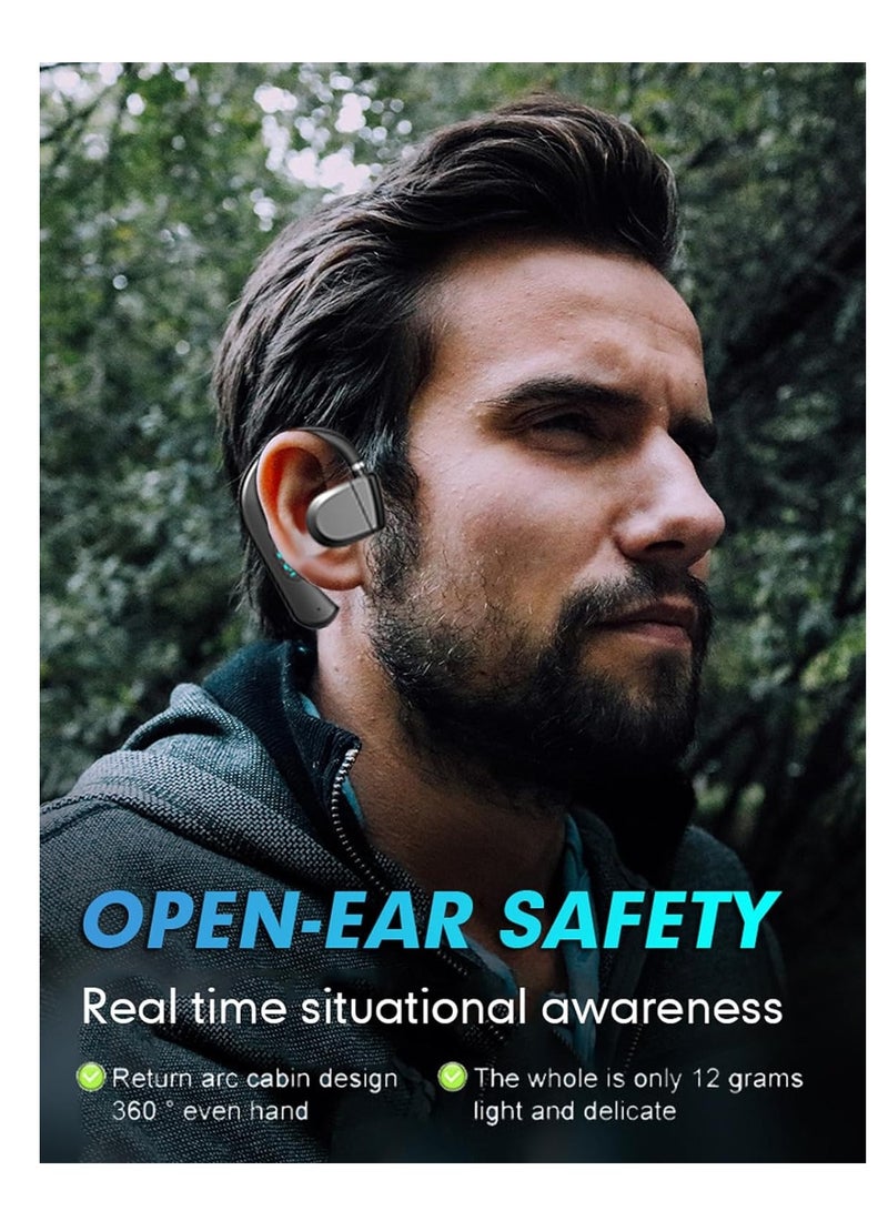 SYOSI One Ear Headset Open Ear Air-Bone Conduction Headphones Wireless Bluetooth Headset Earpiece with Microphone for Cell Phones 30H Playtime Air-Bone Conducting Ear Piece Earphones for Sports Work - Image 2