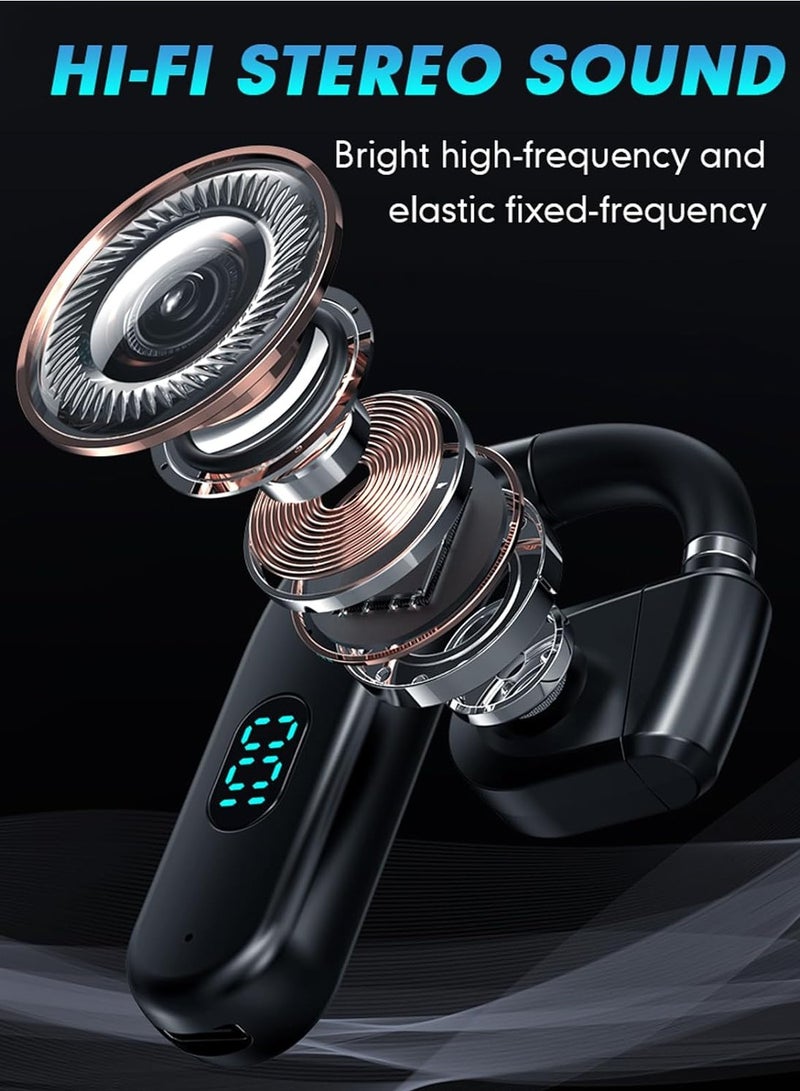 SYOSI One Ear Headset Open Ear Air-Bone Conduction Headphones Wireless Bluetooth Headset Earpiece with Microphone for Cell Phones 30H Playtime Air-Bone Conducting Ear Piece Earphones for Sports Work - Image 4