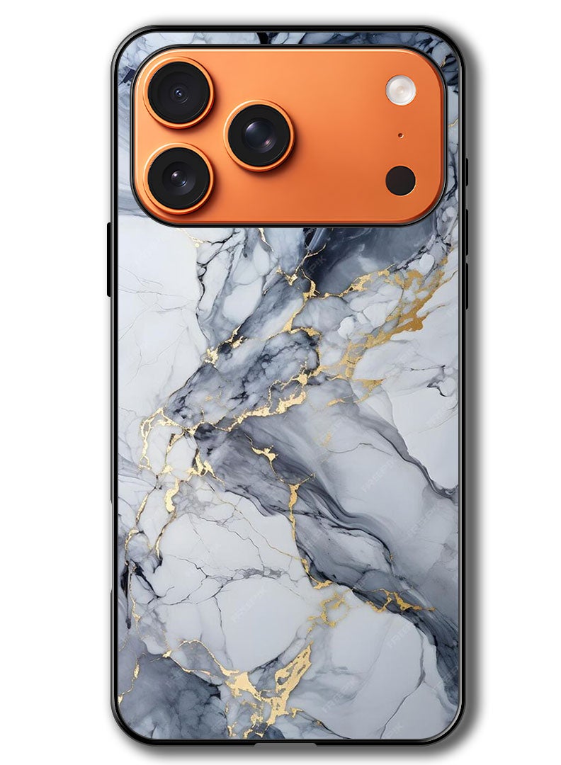 Theodor Case Compatible with Apple iPhone 17 Pro Max 6.9 Inch Protection Shockproof Bumper Cover Grey Marble Blush - Image 1