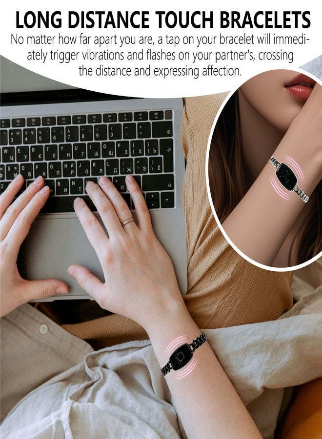 PNMNBW Long Distance Touch Bracelets for Couples, Vibration & Light up | Long Distance Couples Bracelets Relationship Gifts for Girlfriend Bluetooth Pairing Jewelry Xmas Gifts - Image 2