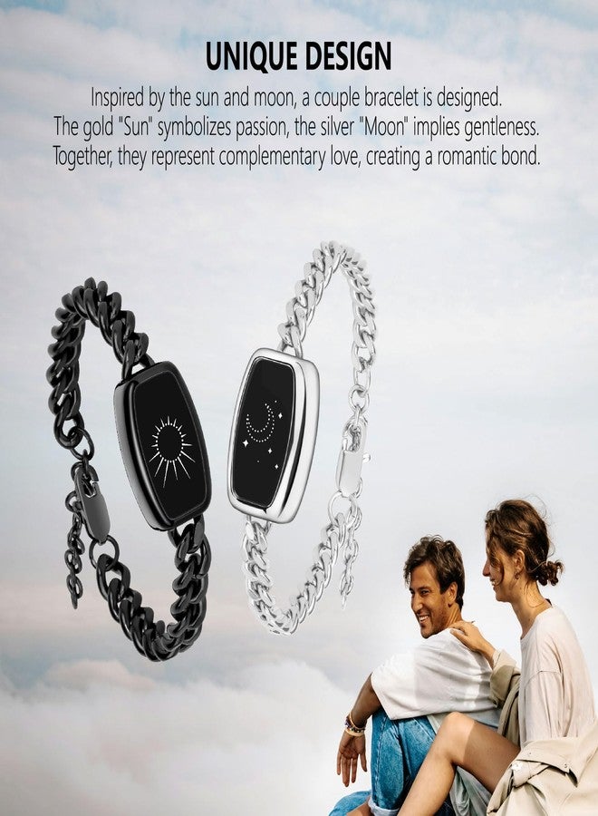 PNMNBW Long Distance Touch Bracelets for Couples, Vibration & Light up | Long Distance Couples Bracelets Relationship Gifts for Girlfriend Bluetooth Pairing Jewelry Xmas Gifts - Image 3