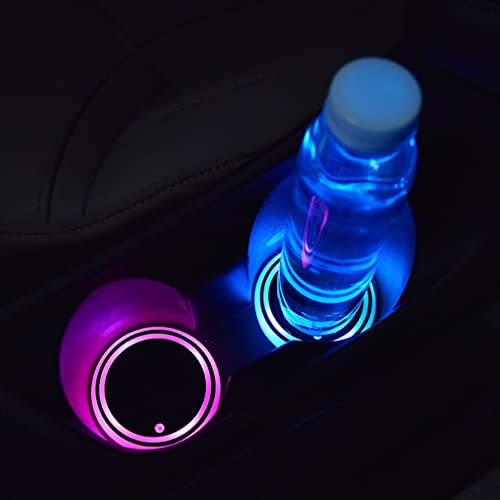 LEDCARE LED Car Cup Holder Lights, 7 Colors Changing USB Charging Coaster Waterproof Cup Pad, LED Interior Atmosphere Lamp Decoration Inside Car Lighting Accessories (2Pcs) (Style 1) - Image 4