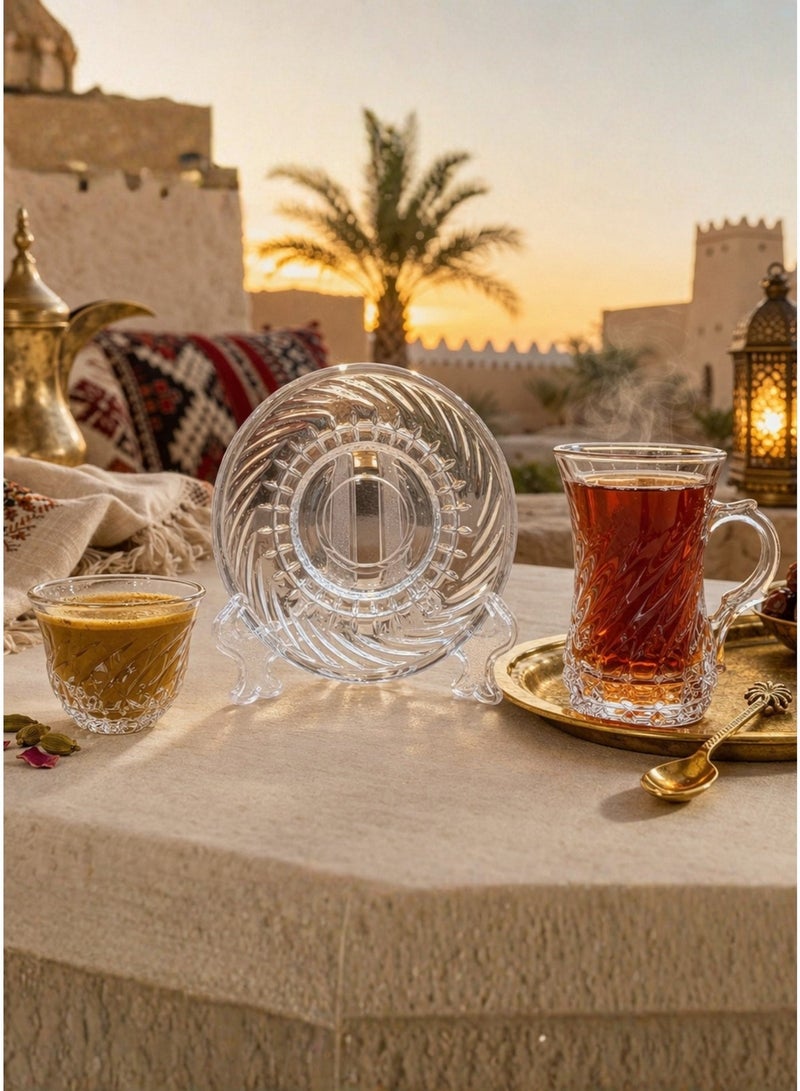 القناص طقم كاسات شاي و فناجين قهوه مع صحون 36 قطعه كرستال جوده عاليه وراقي - Image 5
