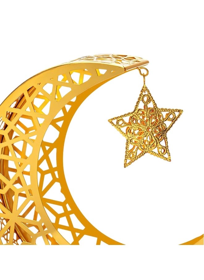 ماركة غير محددة صينية فاكهة مجوفة من الحديد بتصميم قمر رمضان مبارك لمهرجان الشرق الأوسط العربي، ديكور منزلي، لون ذهبي متوسط  - Image 2