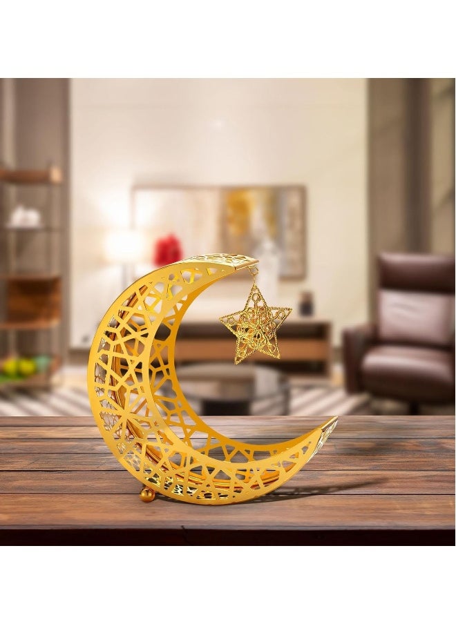 ماركة غير محددة صينية فاكهة مجوفة من الحديد بتصميم قمر رمضان مبارك لمهرجان الشرق الأوسط العربي، ديكور منزلي، لون ذهبي متوسط  - Image 4