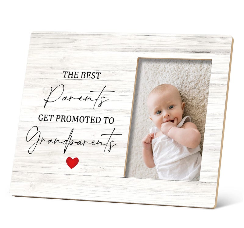 SRADMO Grandparents Picture FramesGrandkids Photo FrameThe Best Parents Get Promoted To Grandparents Picture FrameBaby Grandpa Grandma Photo Frame 8x10Grandparents Baby Announcement GiftsWhite2