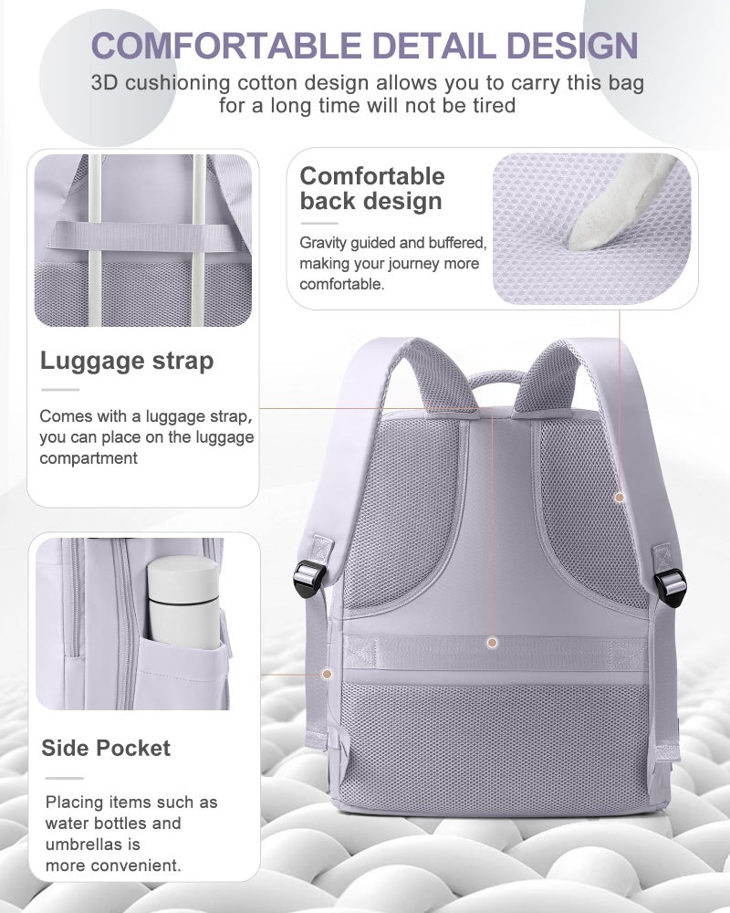 coowoz Large Travel Backpack Carry On for Women Man Gym Backpack with Laptop Compartment Mochila de Viaje Teacher Personal Item Backpacks Rucksack Airplane Accessories Must Haves Purple - Image 4