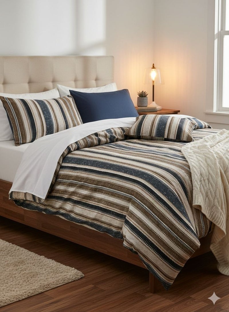 Yarlin-Quilt Cover With Zipper 220*240  (Brown Lines) Design