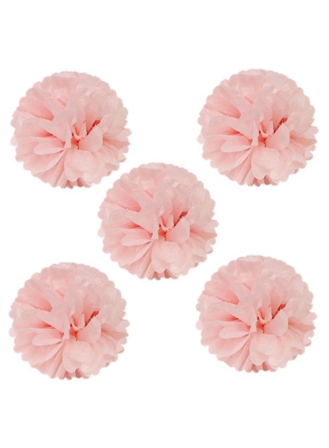 Wrapables 8" Set of 5 Tissue Pom Poms Party Decorations for Weddings, Birthday Parties Baby Showers and Nursery Décor, Light Pink - Image 1