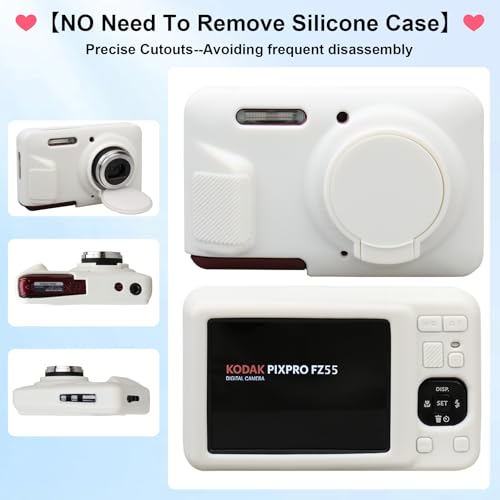 Elonbo Case for Kodak PIXPRO FZ55 Digital Camera, Kodak FZ55 Vlogging Camera Soft Silicone Case, Rubber Protective Cover, Anti-Scratch Skin Sleeve with Detachable Lens Cover, White - Image 4