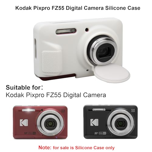 Elonbo Case for Kodak PIXPRO FZ55 Digital Camera, Kodak FZ55 Vlogging Camera Soft Silicone Case, Rubber Protective Cover, Anti-Scratch Skin Sleeve with Detachable Lens Cover, White - Image 2