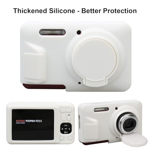 Elonbo Case for Kodak PIXPRO FZ55 Digital Camera, Kodak FZ55 Vlogging Camera Soft Silicone Case, Rubber Protective Cover, Anti-Scratch Skin Sleeve with Detachable Lens Cover, White - Image 3