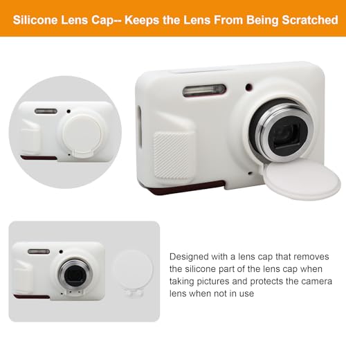 Elonbo Case for Kodak PIXPRO FZ55 Digital Camera, Kodak FZ55 Vlogging Camera Soft Silicone Case, Rubber Protective Cover, Anti-Scratch Skin Sleeve with Detachable Lens Cover, White - Image 5