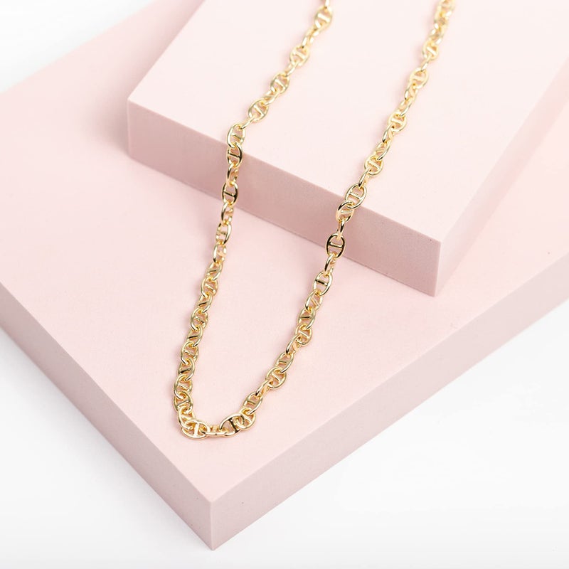 PAVOI 14K Yellow Gold Plated Anchor Chain Necklaces for Women - Trendy Layering Chain Necklace - Gold Stacking Jewelry - Image 3