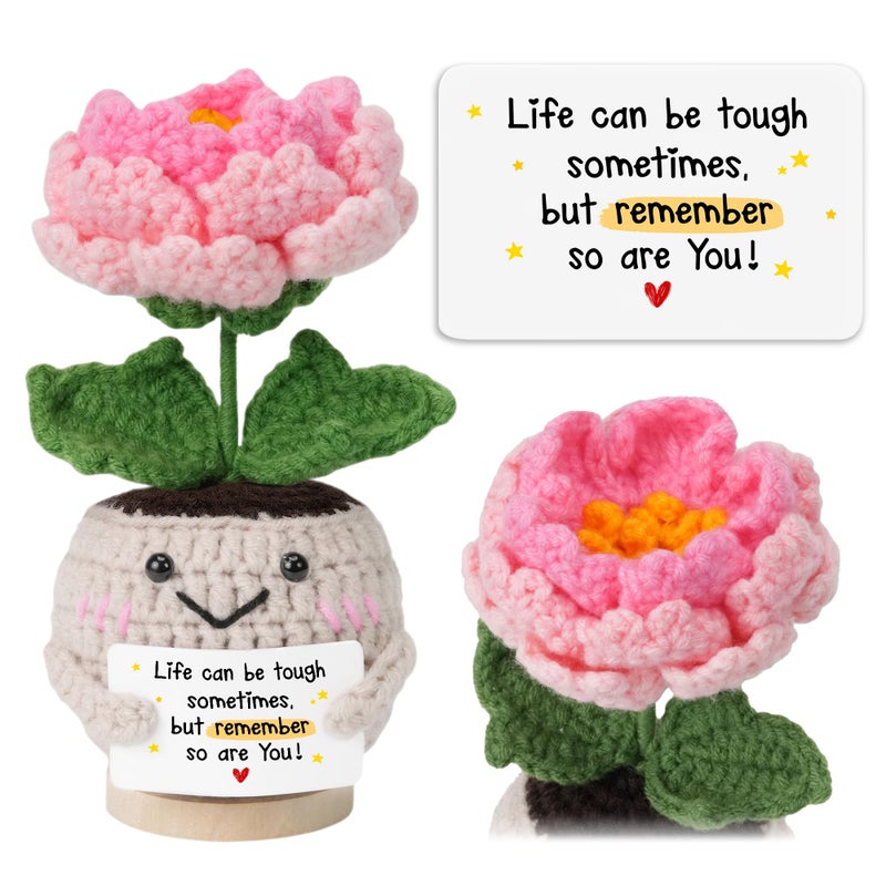 HEXMOZ Get Well Gifts for Women - Encouragement, Feel Better Soon, Cheer Up, Wellness, Inspirational, Christmas Ideas - Emotional Support Handmade Collectible Peony Doll Life is Tough - Desk Decor - Image 1