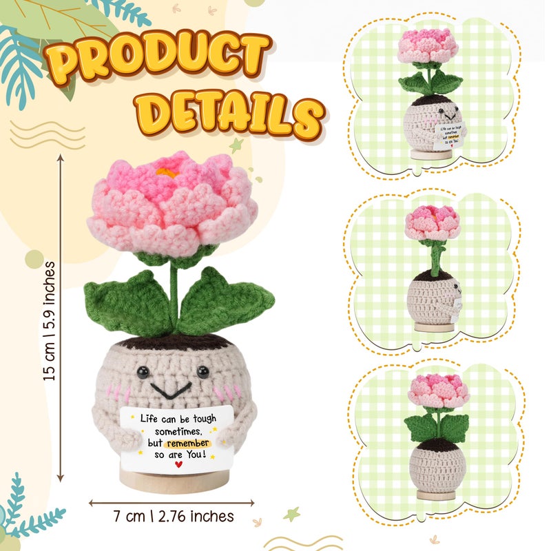 HEXMOZ Get Well Gifts for Women - Encouragement, Feel Better Soon, Cheer Up, Wellness, Inspirational, Christmas Ideas - Emotional Support Handmade Collectible Peony Doll Life is Tough - Desk Decor - Image 3