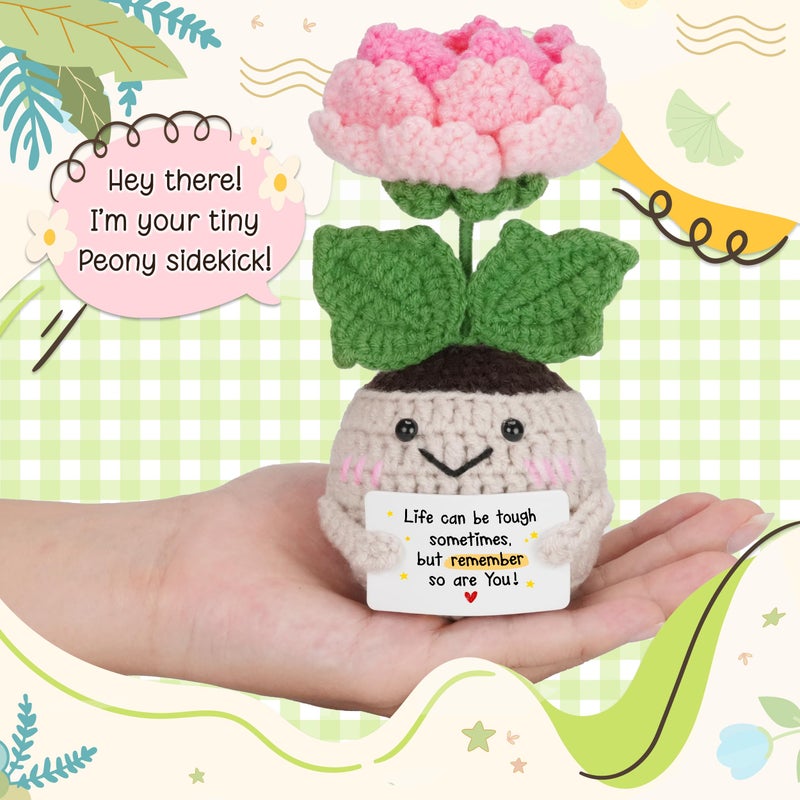 HEXMOZ Get Well Gifts for Women - Encouragement, Feel Better Soon, Cheer Up, Wellness, Inspirational, Christmas Ideas - Emotional Support Handmade Collectible Peony Doll Life is Tough - Desk Decor - Image 2