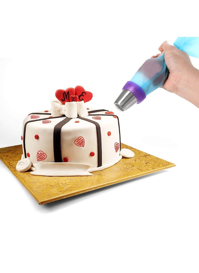 ISHVANKU ISHVANKU 8pc Russian Cake Icing Nozzles Set with 1 Coupler and 3 Piping Bags for Cake Decoration Frosting Cupcake Pastries Desserts Tarts Multicolor MEDIUM 8nozell  - Image 5