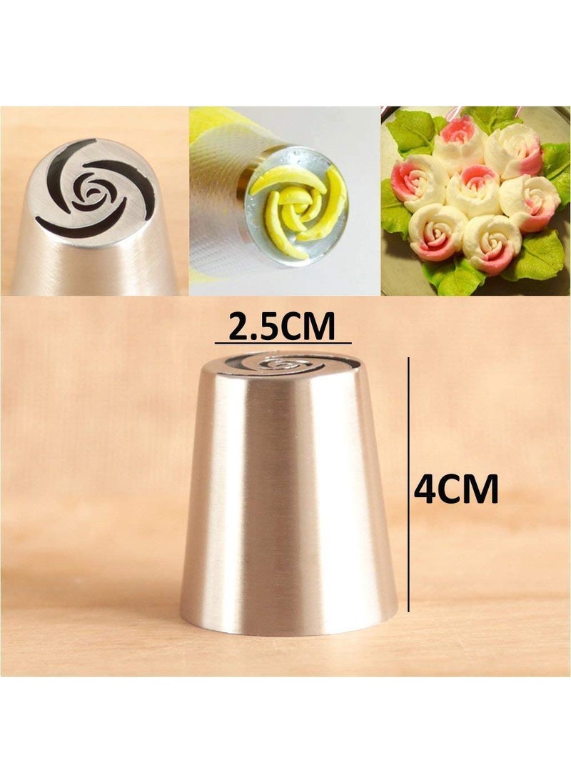 ISHVANKU ISHVANKU 8pc Russian Cake Icing Nozzles Set with 1 Coupler and 3 Piping Bags for Cake Decoration Frosting Cupcake Pastries Desserts Tarts Multicolor MEDIUM 8nozell  - Image 4
