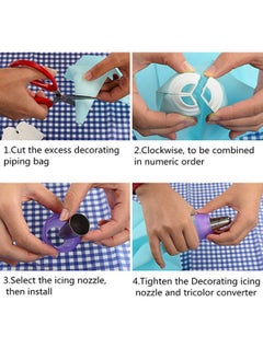 ISHVANKU ISHVANKU 8pc Russian Cake Icing Nozzles Set with 1 Coupler and 3 Piping Bags for Cake Decoration Frosting Cupcake Pastries Desserts Tarts Multicolor MEDIUM 8nozell  - Image 2