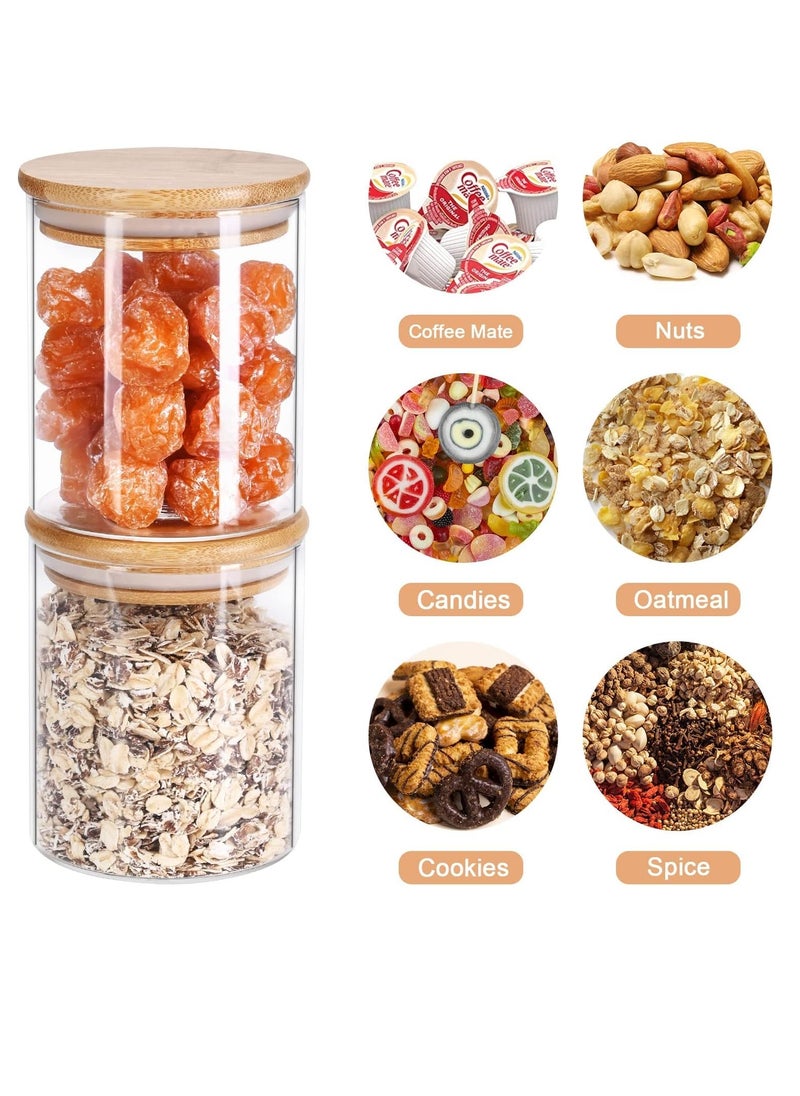 TYCOM - Glass Jars Set 8cm*10cm (6 Packs), Food Storage Containers for Kitchen, Spice Jars With Labels, Marker and Spoons, Wood Lid. (Round 6p) - Image 1