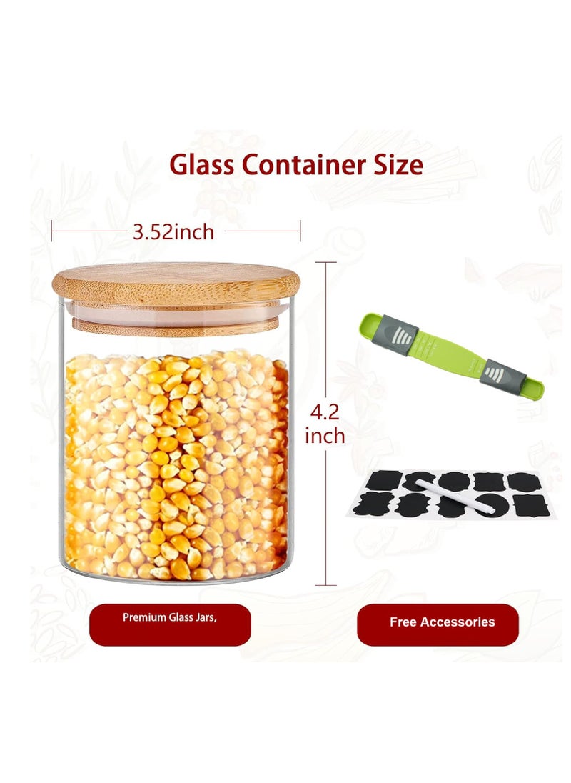 TYCOM - Glass Jars Set 8cm*10cm (6 Packs), Food Storage Containers for Kitchen, Spice Jars With Labels, Marker and Spoons, Wood Lid. (Round 6p) - Image 1