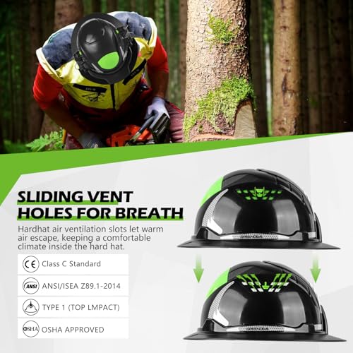 GREEN DEVIL Industrial Chainsaw Helmet with Face Shield Built in Visor and Ear Muffs 4 in 1 System ANSI Z89.1 Safety Hard Hat Adjustable Headgear Ideal for Forestry and Arborist Work Full Brim Style - Image 5