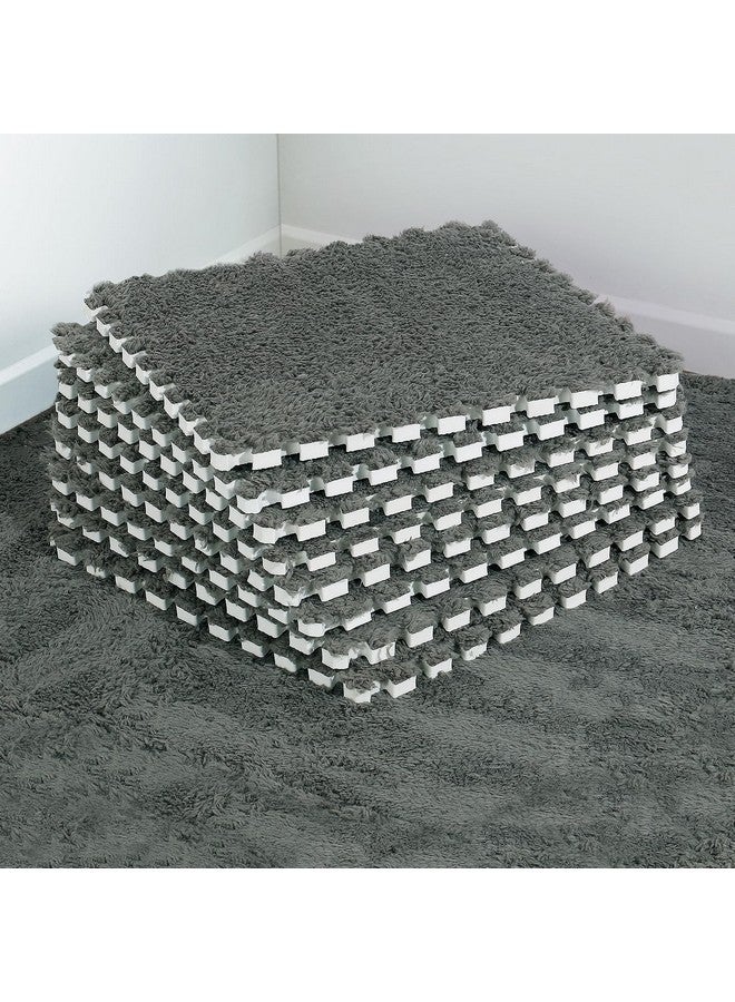 ANPHSIN 12 pcs Thickened Plush Foam Interlocking Floor Mat, Interlocking Foam Tiles with Edgings for Kids, Soft Anti-Slip Puzzle Area Square Rug Playmat for Children Room Bedroom(11.8", Gray) - Image 1