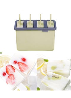 4 in 1 popsicle mold, popsicle maker, double layer design pp material high and low temperature resistant plastic reusable popsicle mold set with frozen base, durable, environmentally friendly, yellow