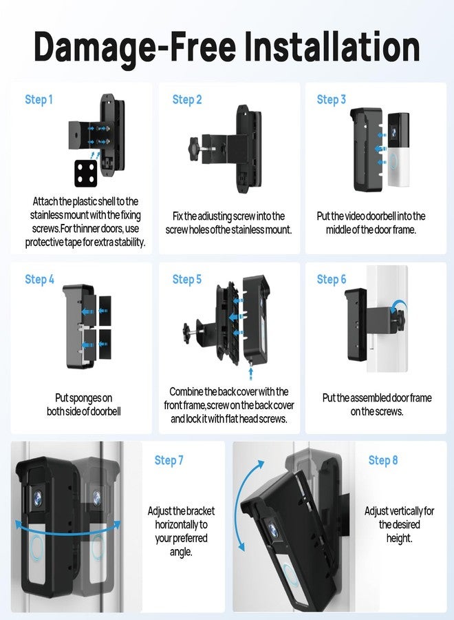 NBBX Adjustable Doorbell Mount with Ring Blink Black - Image 5
