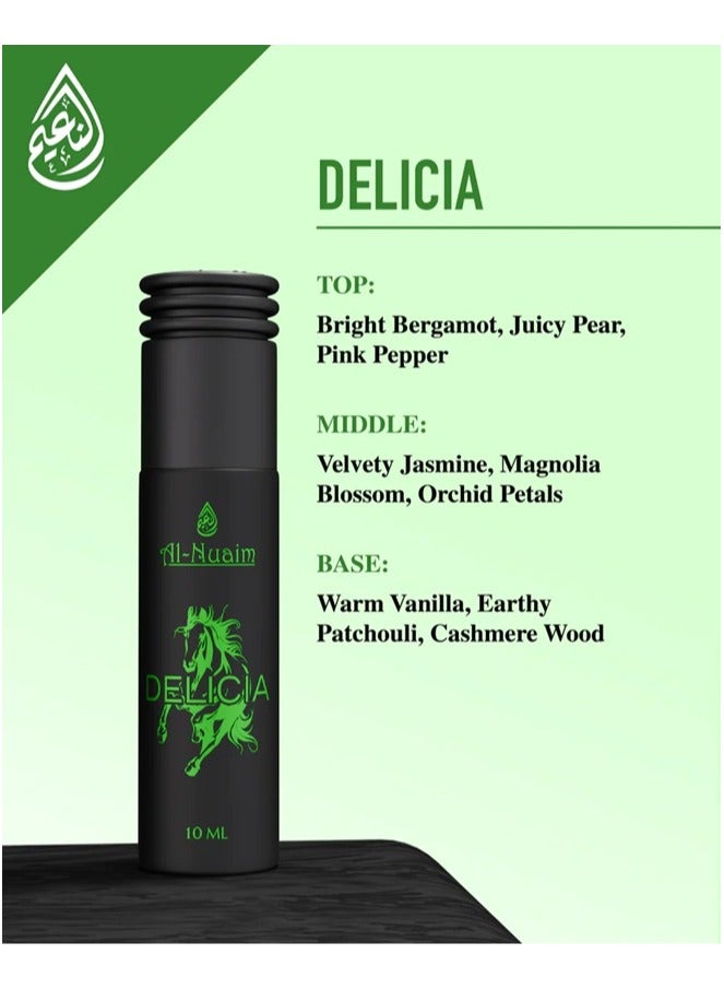 Al Nuaim Al-Nuaim Delicia Eau de Parfum Unisex 10ml Spray | Long Lasting Fruity Floral Sweet Perfume | Raspberry Strawberry Jasmine Rose Vanilla Musk Amber Fragrance | Premium Pocket Travel Size Scent for Men & Women - Image 2
