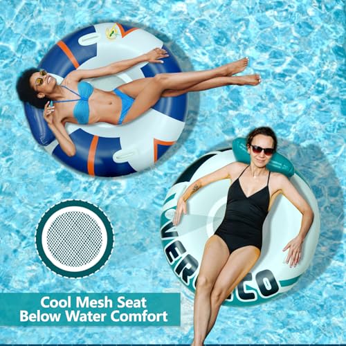 Verceco 2 Packs Inflatable Pool Floats Adult Tube Floaties for Floating Pool Chair Float Lounger Floats Raft with Cup Holder - Image 5