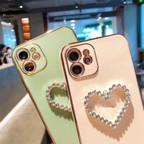 KC Back Cover for Vivo V60 5G / V60e 5G / Vivo T4 Pro 5G Love Heart Diamonds Shape Electroplated Soft Silicone Camera Protection Case - Pink - Image 3