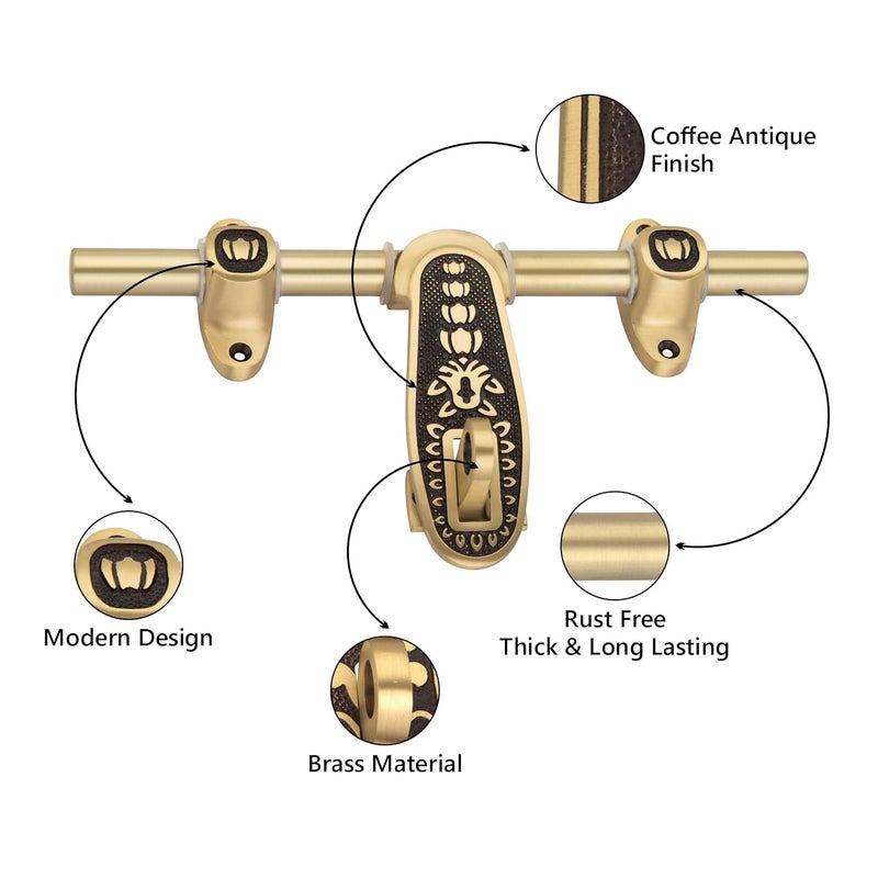 Compass Rose Series Brass Heavy Aldrop for Single Door for Home/Office Door (Coffee Antique, 10 Inch) - Image 3