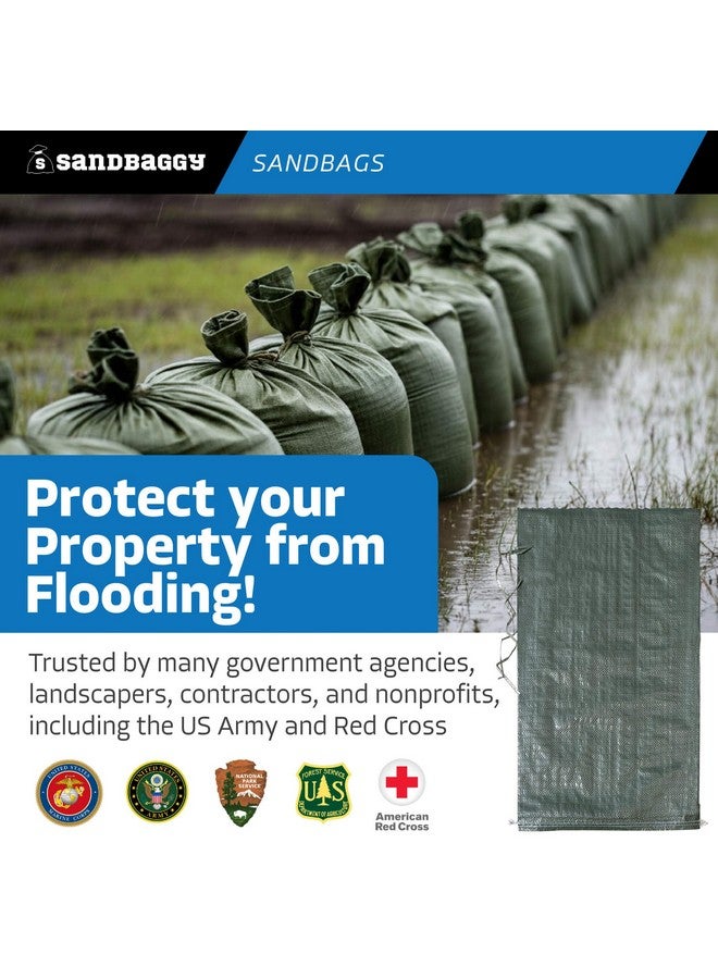 Sandbaggy Sandbaggy - Heavy Duty Empty Sandbags For Flooding (14" X 26") - Poly Sand Bags - Flood Barrier, Weight, Construction, Earth Bag Homes - Reusable, UV Resistant - Tie Strings Attached (50 Bags)  - Image 1