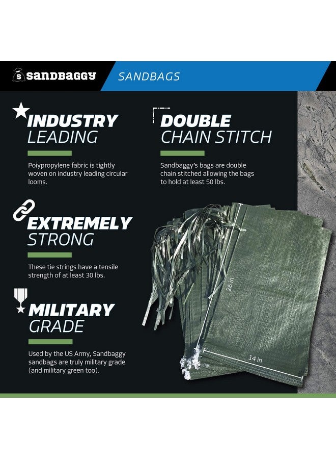 Sandbaggy Sandbaggy - Heavy Duty Empty Sandbags For Flooding (14" X 26") - Poly Sand Bags - Flood Barrier, Weight, Construction, Earth Bag Homes - Reusable, UV Resistant - Tie Strings Attached (50 Bags)  - Image 2