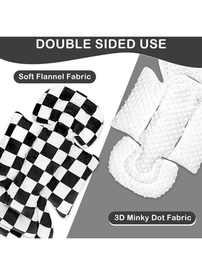 DILIMI Infant Car Seat Insert, Baby Car Seat Head Support with 3 Strap Paddings, Soft Newborn Car Seat Cushion for Stroller, Swing, Bouncers, Black Checkered - Image 3
