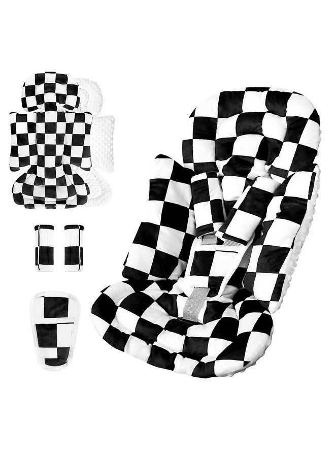 DILIMI Infant Car Seat Insert, Baby Car Seat Head Support with 3 Strap Paddings, Soft Newborn Car Seat Cushion for Stroller, Swing, Bouncers, Black Checkered - Image 1