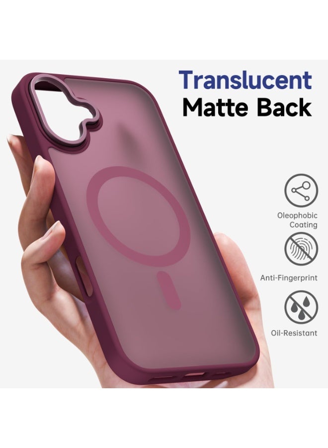 ACLIX Matte Magnetic case for iPhone 16 Plus , High Grade Drop Protection with Shockproof Strip, Translucent Matte Back Phone Case (Deep Red) - Image 3