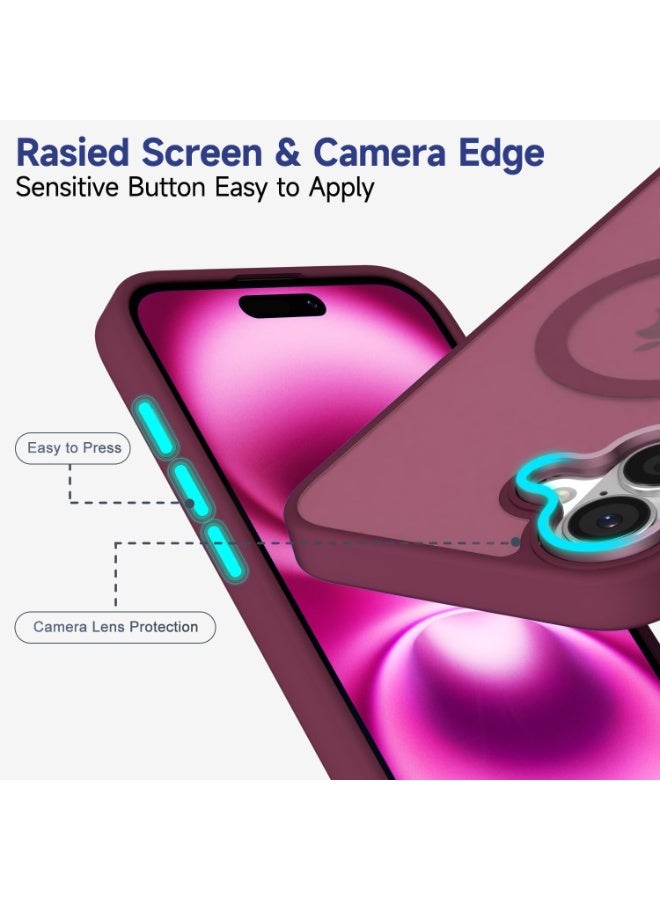 ACLIX Matte Magnetic case for iPhone 16 Plus , High Grade Drop Protection with Shockproof Strip, Translucent Matte Back Phone Case (Deep Red) - Image 4