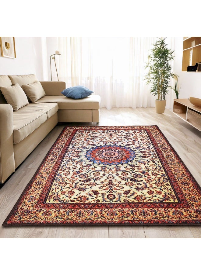 Status سجادة أرضية مطبوعة عتيقة مزخرفة مضادة للانزلاق للمنزل، المعيشة، المكتب، الغرف وغرفة النوم - Image 5