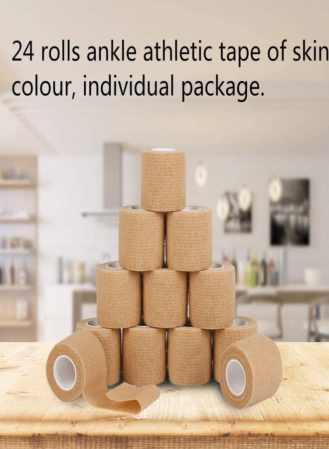 Mooerca 24 Packs Self Adherent Cohesive Wrap Bandages 2'' Wide, 5 Yards, First Aid Tape,Elastic Self Adhesive Tape,All Sports Athletic Tape, Non-Woven Bandage,Breathable Wound Tape,Skin Colour Athletic Tape - Image 3