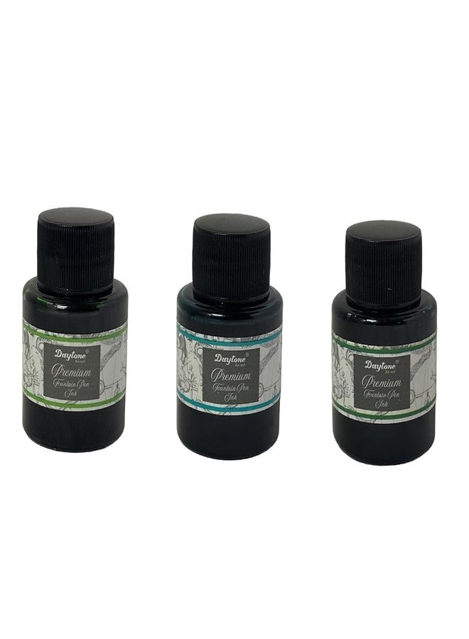 Daytone Premium Fountain Pen Ink (Trio Pack of 3) (Greens: Lime Green, Forest Green, Bright Teal, 30 ml Each) - Image 2