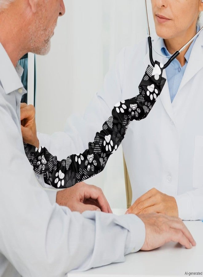 غطاء سماعة الطبيب من كوجاسمارو، أسود اللون، مزين بطبعة مخلب كلب، إكسسوارات سماعة الطبيب للممرضات، غطاء سماعة طبيب مطاطي، ربطة شعر، هدايا تخرج للنساء، يناسب جميع أنواع سماعات الطبيب. - Image 2